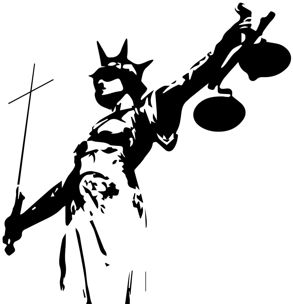 Black and white picture of Justicia